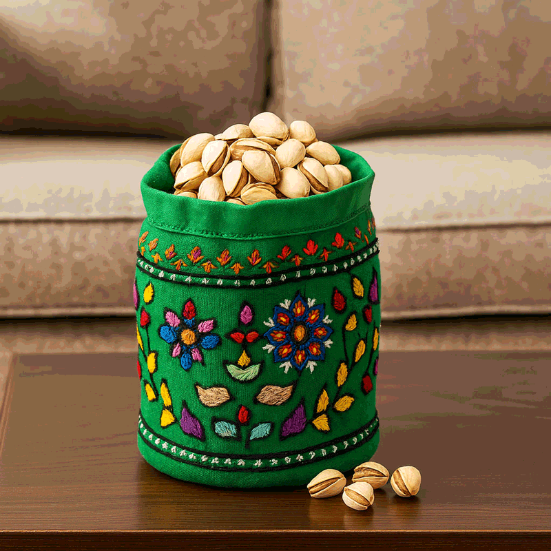 مفشو پته دوزی رنگ سبز طرح گلبهار کدMF09